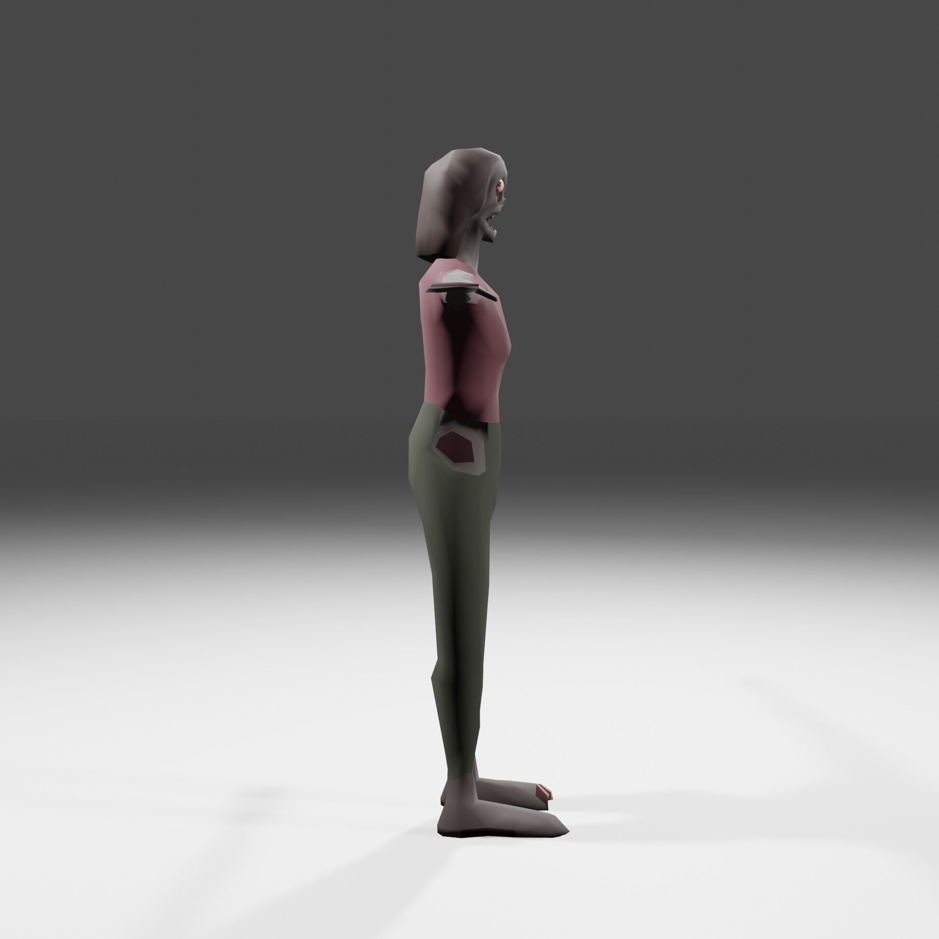 Female Zombie 02 Asset Rigged Unity FBX low-poly 3D model Low-poly 3D model_4