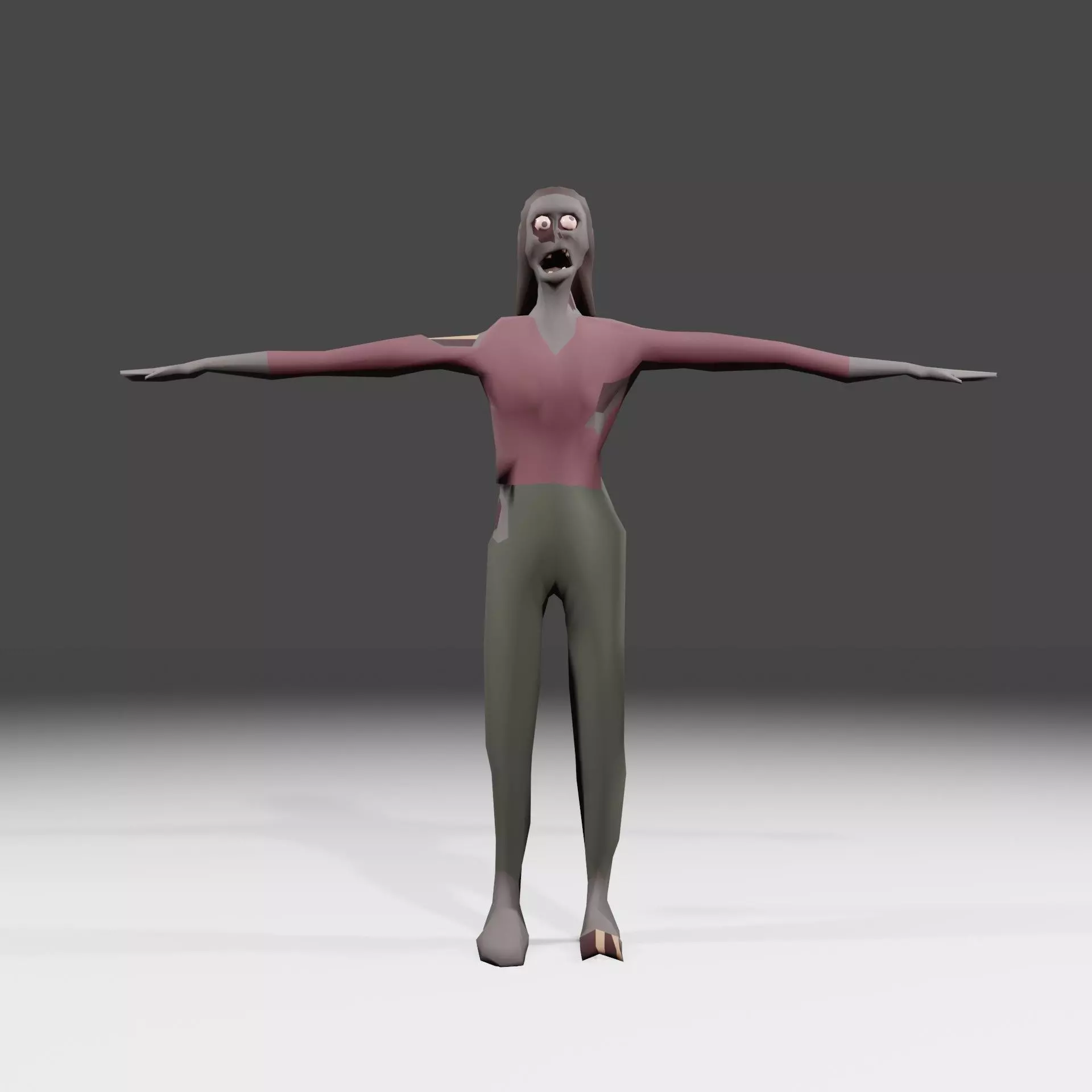 Female Zombie 02 Asset Rigged Unity FBX low-poly 3D model Low-poly 3D model_0