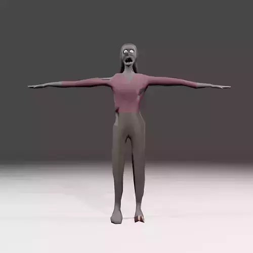 Female Zombie 02 Asset Rigged Unity FBX low-poly 3D model