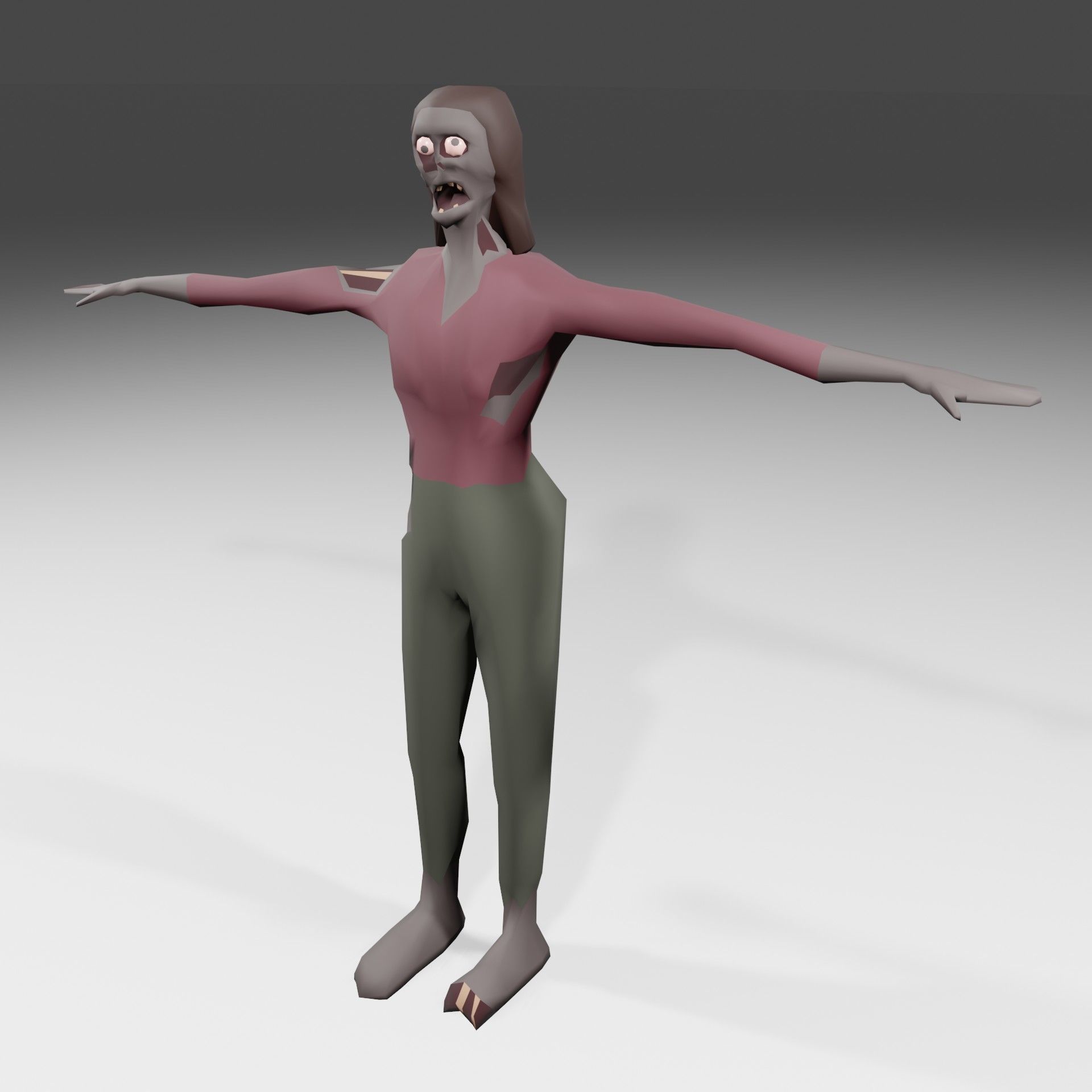 Female Zombie 02 Asset Rigged Unity FBX low-poly 3D model Low-poly 3D model_2