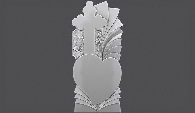 Memorial Tombstone with Cross for cnc Carving 3D print model