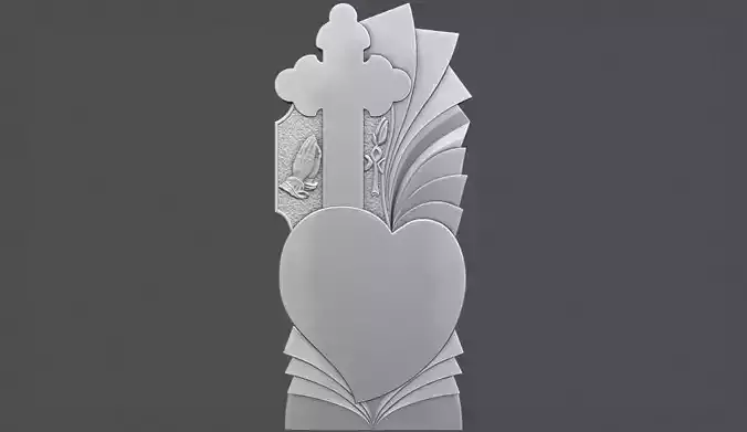 Memorial Tombstone with Cross for cnc Carving 3D print model