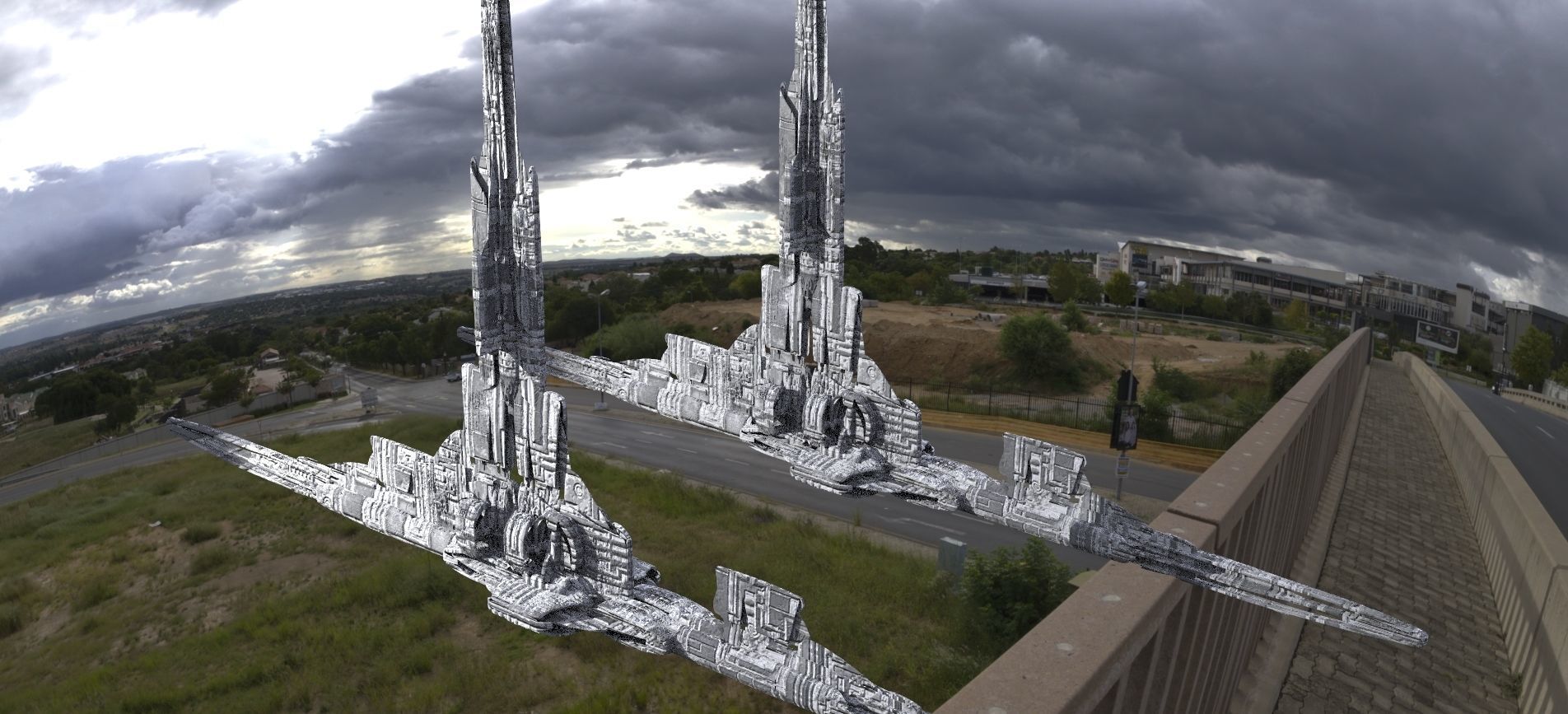 Unique Sci-Fi Tower Design 2 and 3 3D model_3