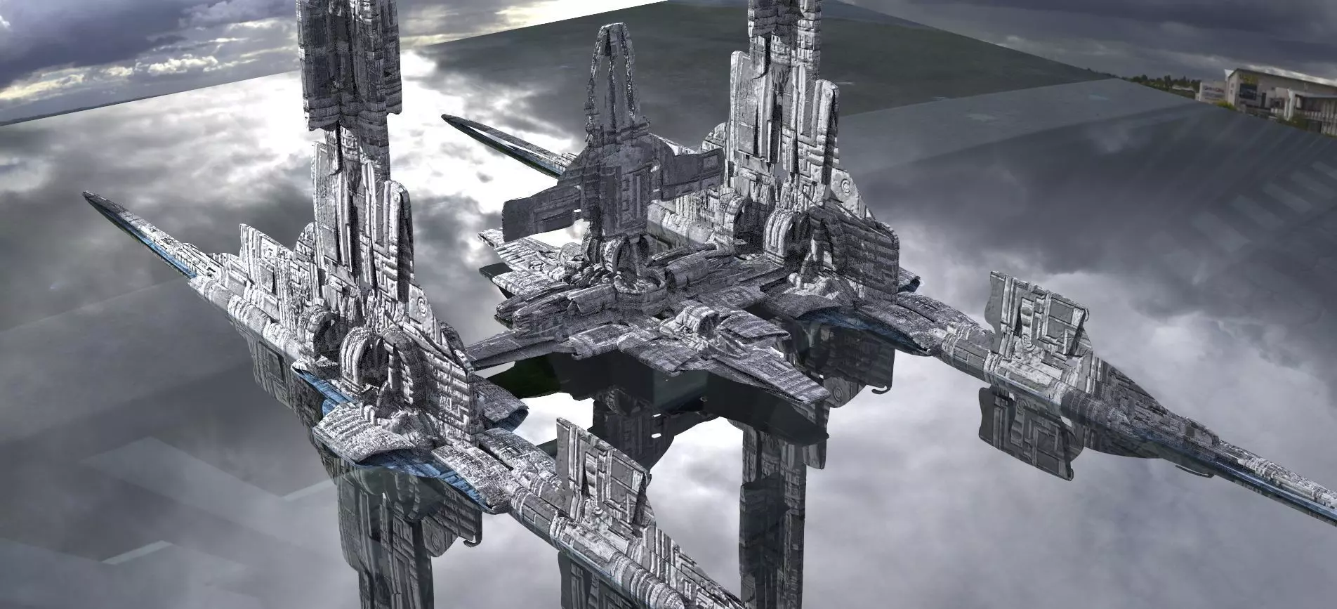 Unique Sci-Fi Tower Design 2 and 3 3D model_0