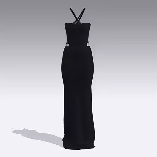 DRESS BLACK LONG METALIC BELT STRAP