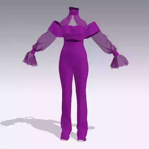 PANT AND BLOUSE SUIT PURPLE RUFFLED