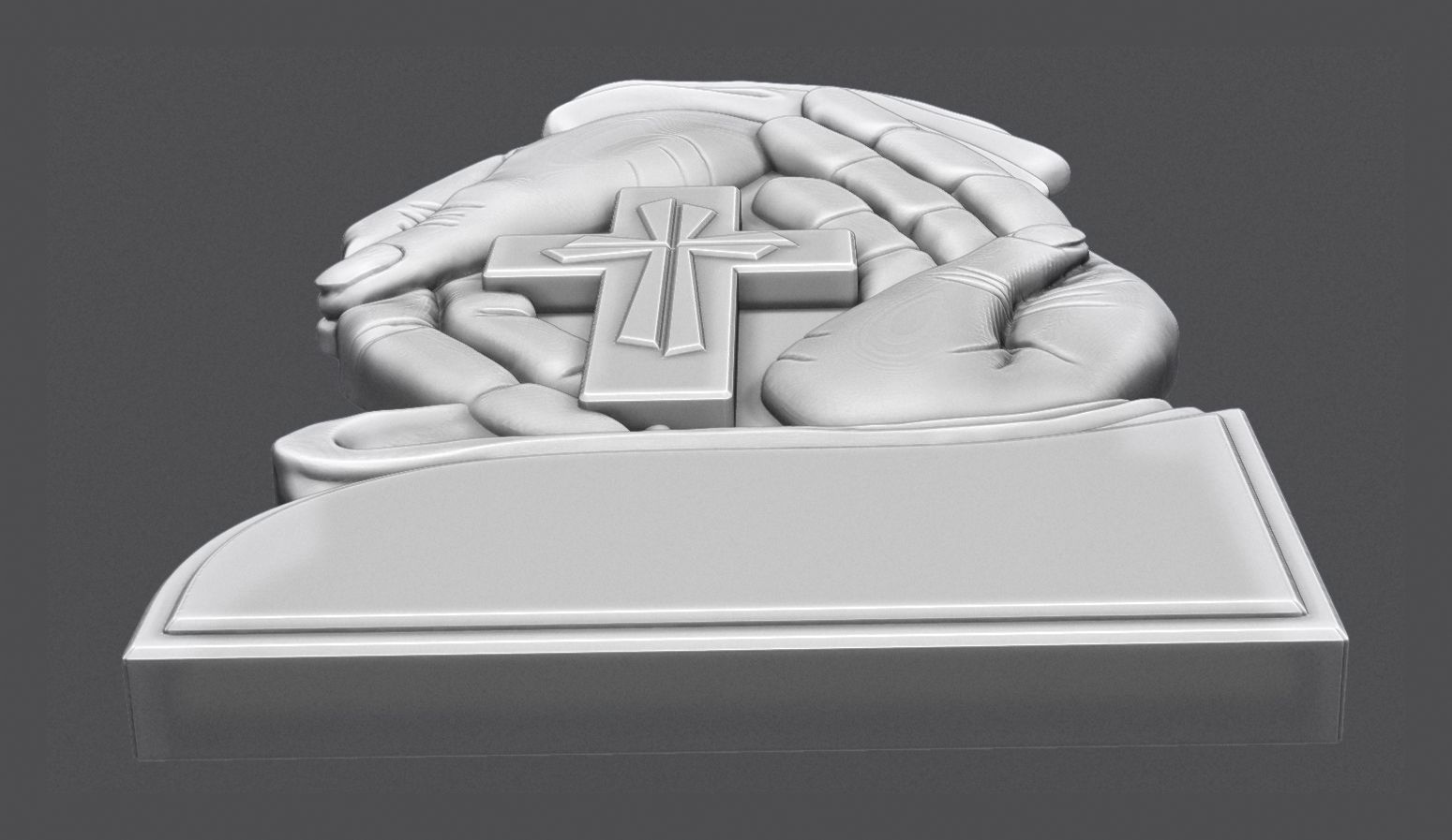 Gravestone With Cross in Palm 3D print model_6
