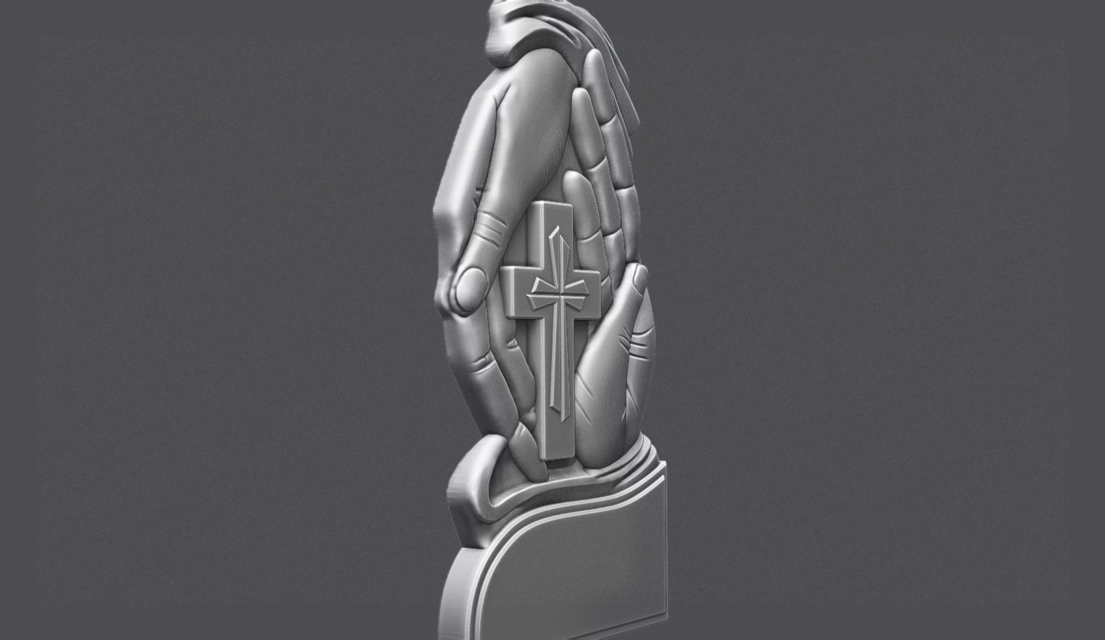 Gravestone With Cross in Palm 3D print model_1