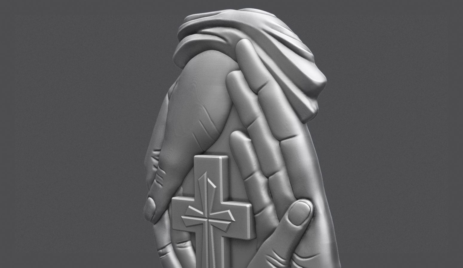 Gravestone With Cross in Palm 3D print model_2