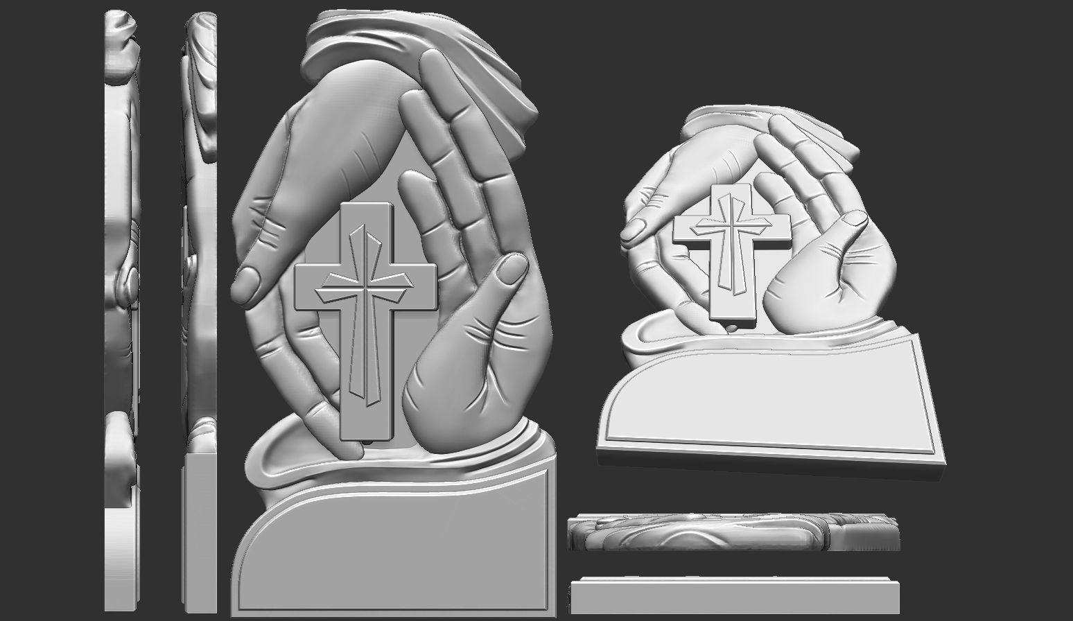 Gravestone With Cross in Palm 3D print model_7