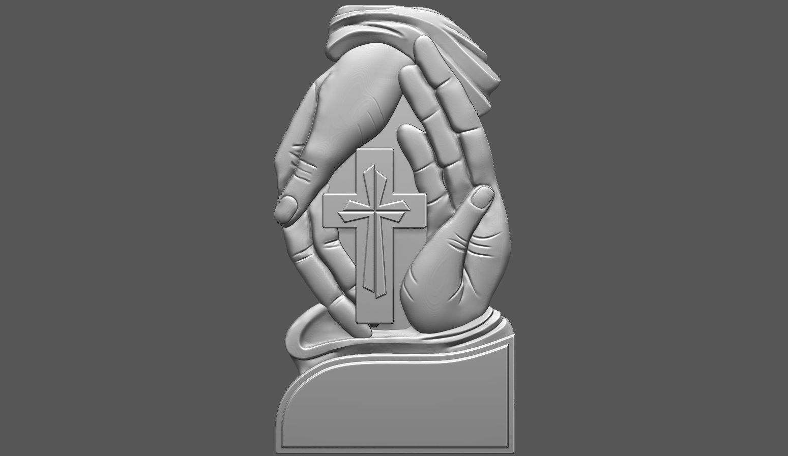 Gravestone With Cross in Palm 3D print model_5
