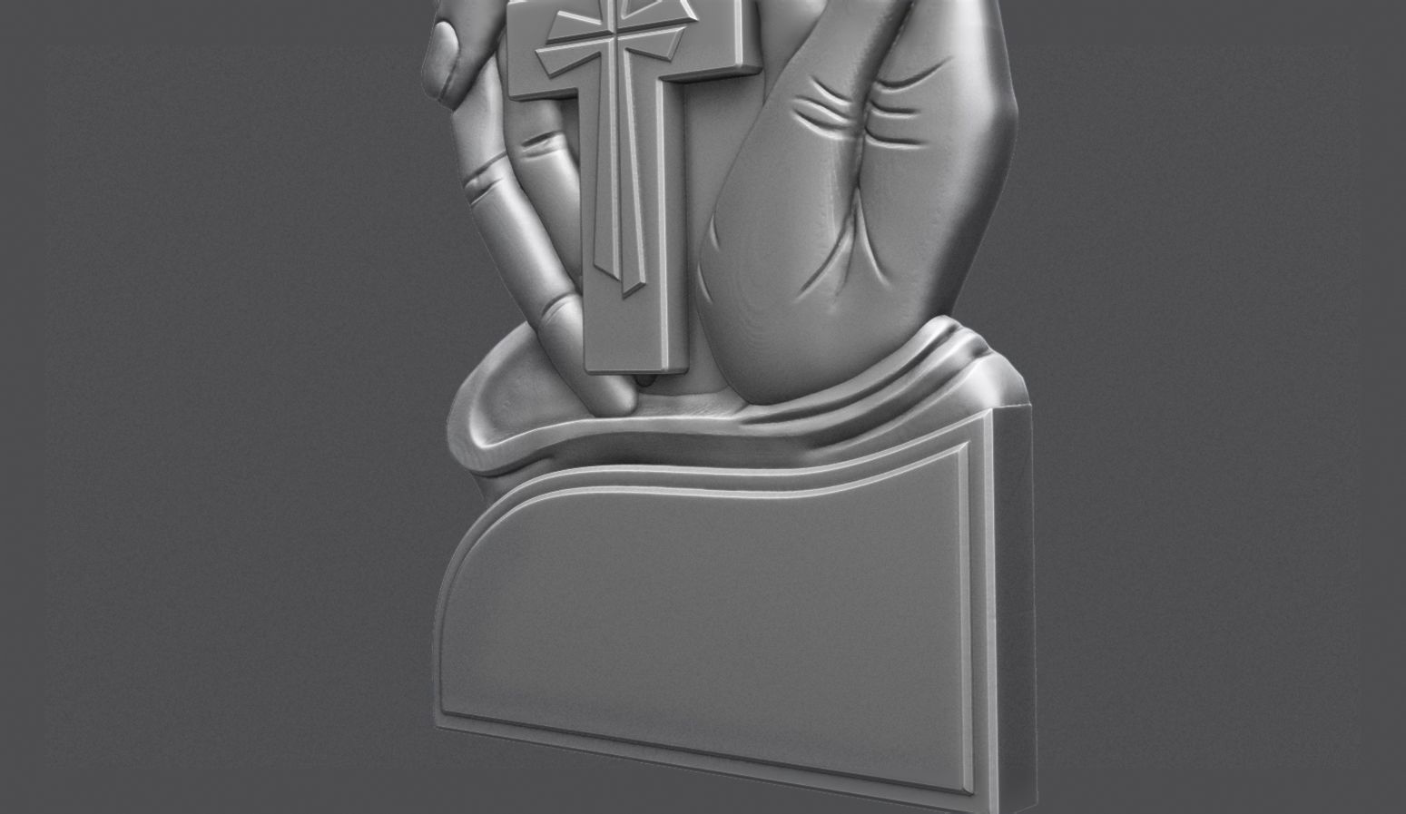 Gravestone With Cross in Palm 3D print model_3