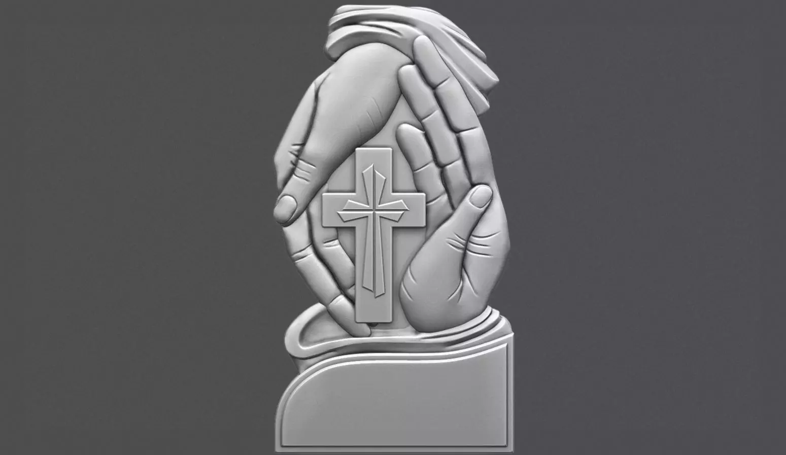 Gravestone With Cross in Palm 3D print model_0
