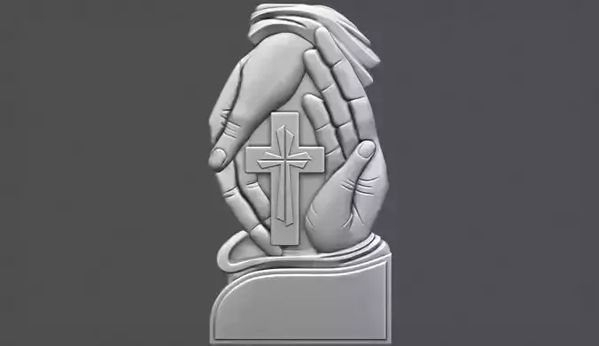 Gravestone With Cross in Palm 3D print model