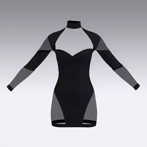 DRESS VUAL BLACK SMALL DRESS PANELED LOOK