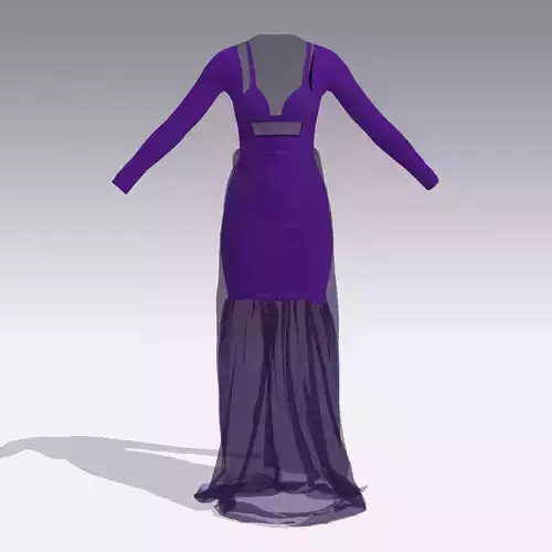 DRESS VUAL PURPLE SKIRT LONG DRESS