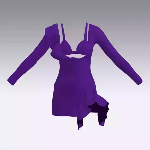 DRESS SMALL PURPLE LOOK RUFFLED SKIRT DRESS