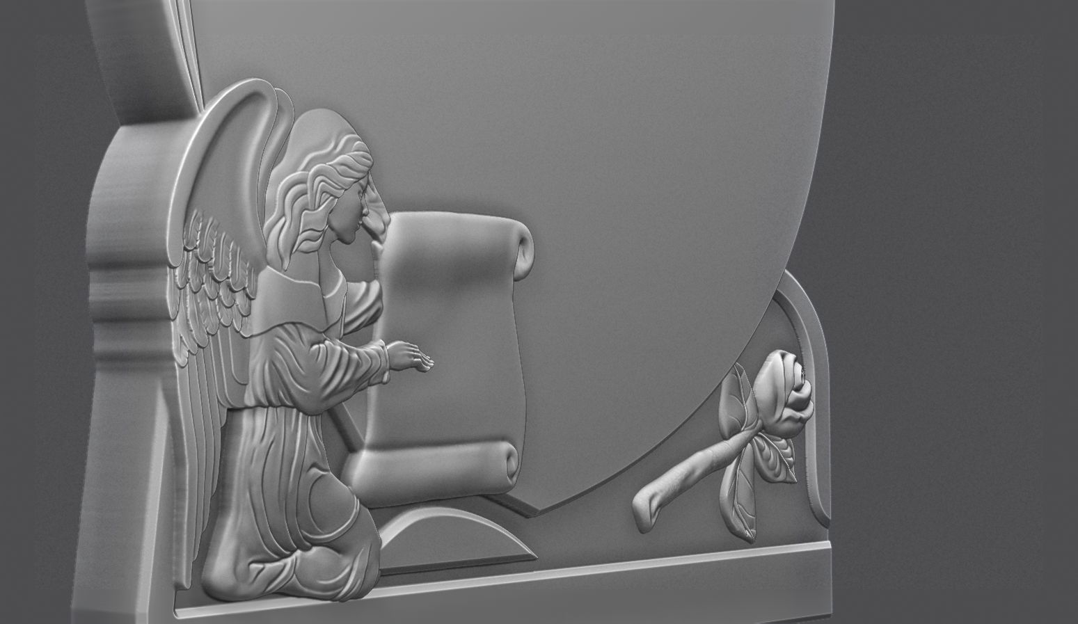 Memorial Tombstone with Angel for cnc Carving 3D print model_4