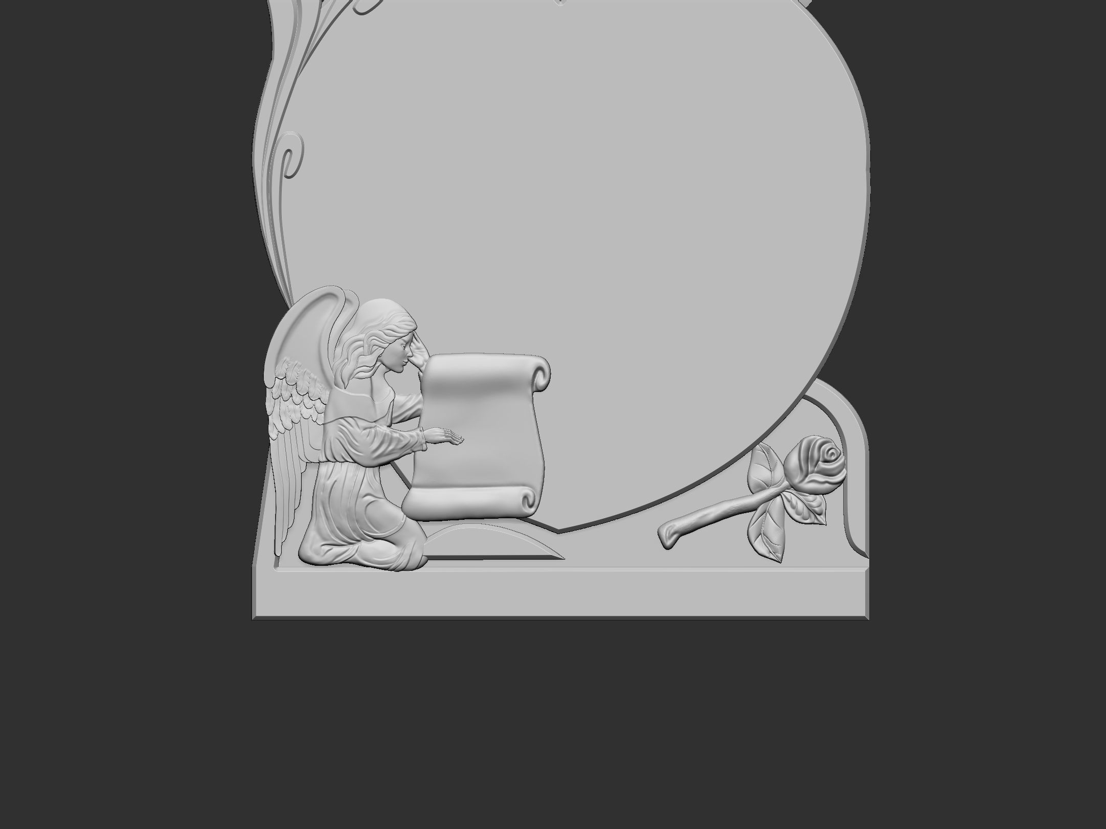 Memorial Tombstone with Angel for cnc Carving 3D print model_7