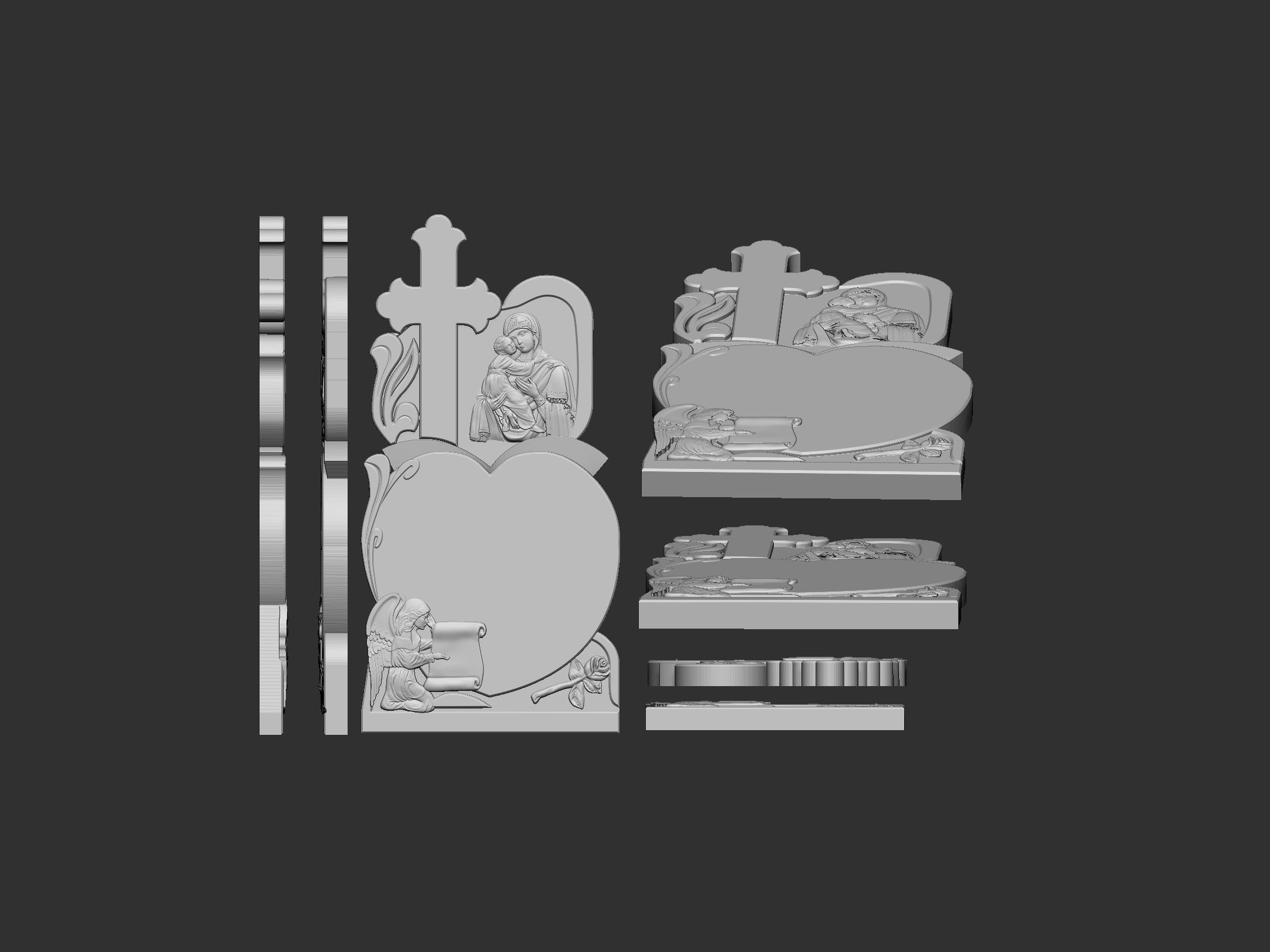 Memorial Tombstone with Angel for cnc Carving 3D print model_6