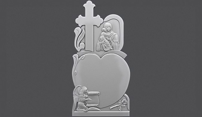 Memorial Tombstone with Angel for cnc Carving 3D print model