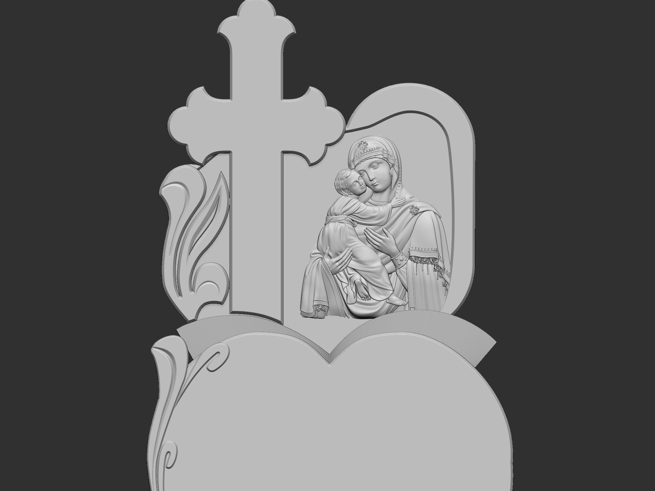 Memorial Tombstone with Angel for cnc Carving 3D print model_8