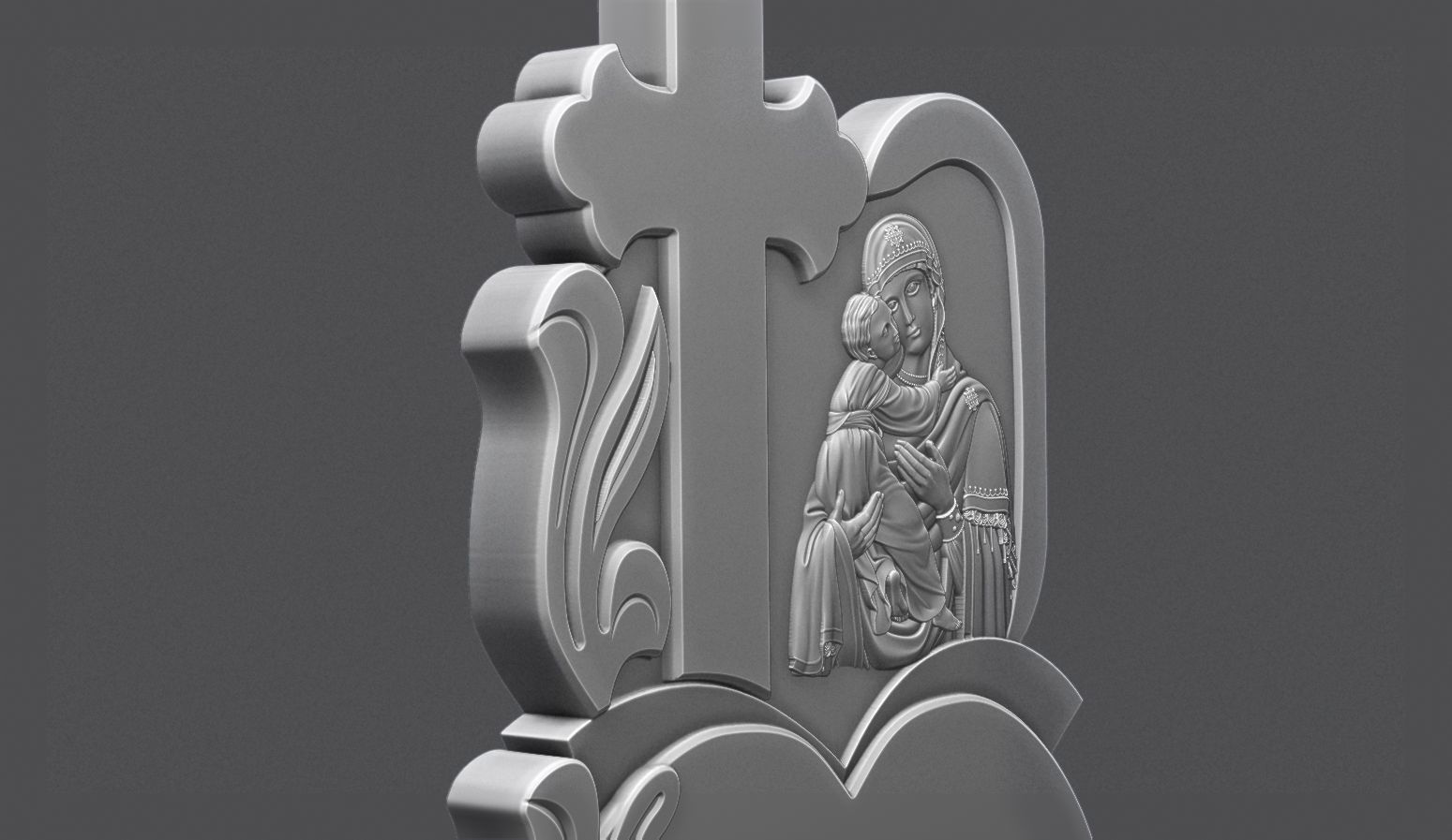 Memorial Tombstone with Angel for cnc Carving 3D print model_5