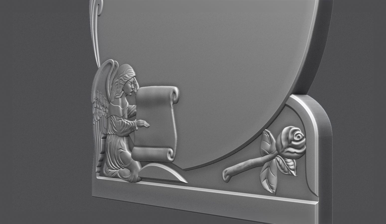 Memorial Tombstone with Angel for cnc Carving 3D print model_3