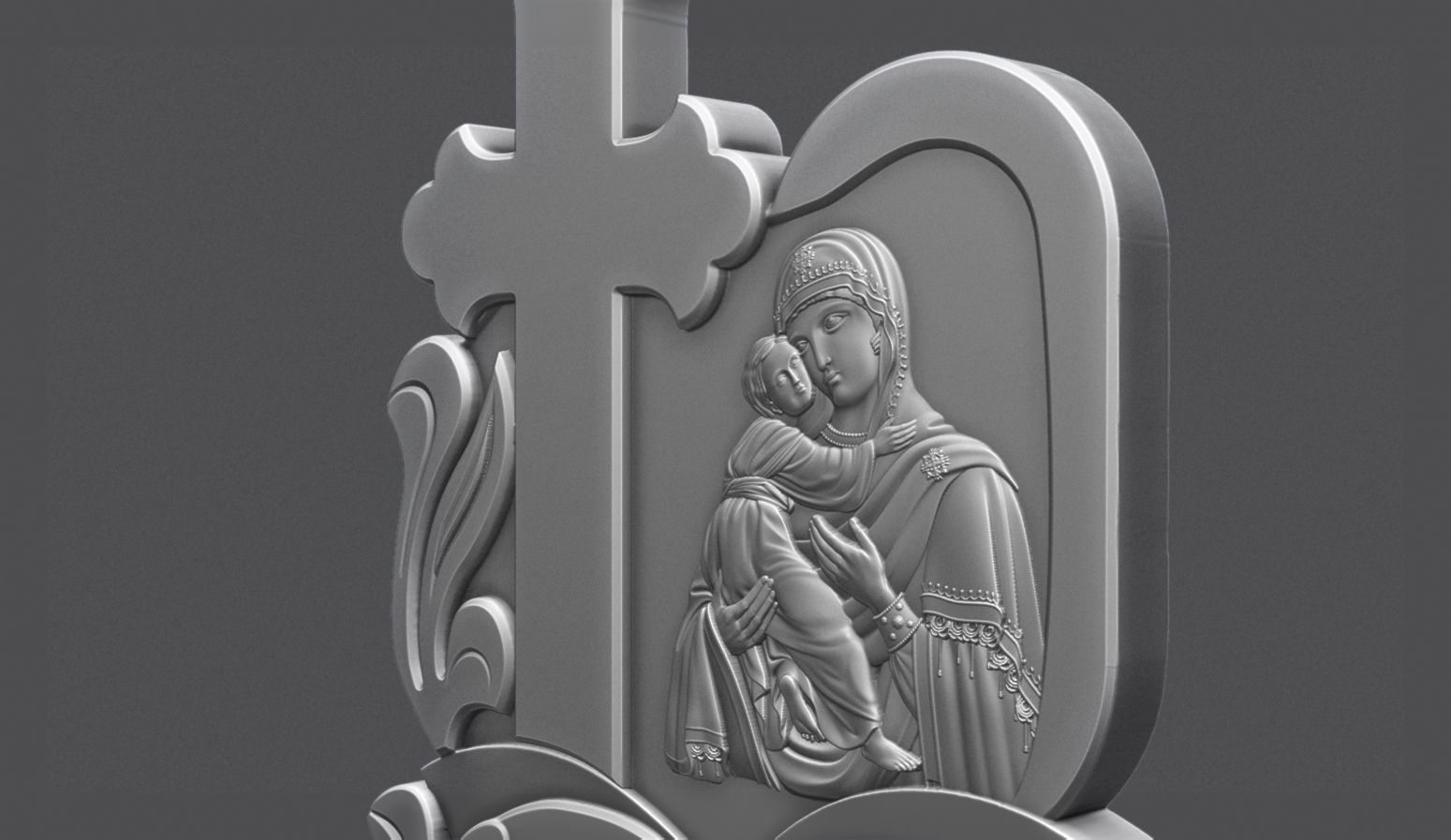 Memorial Tombstone with Angel for cnc Carving 3D print model_2