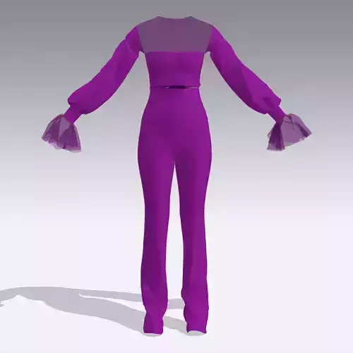 BLOUSE AND PANT RUFFLED LOOK PURPLE