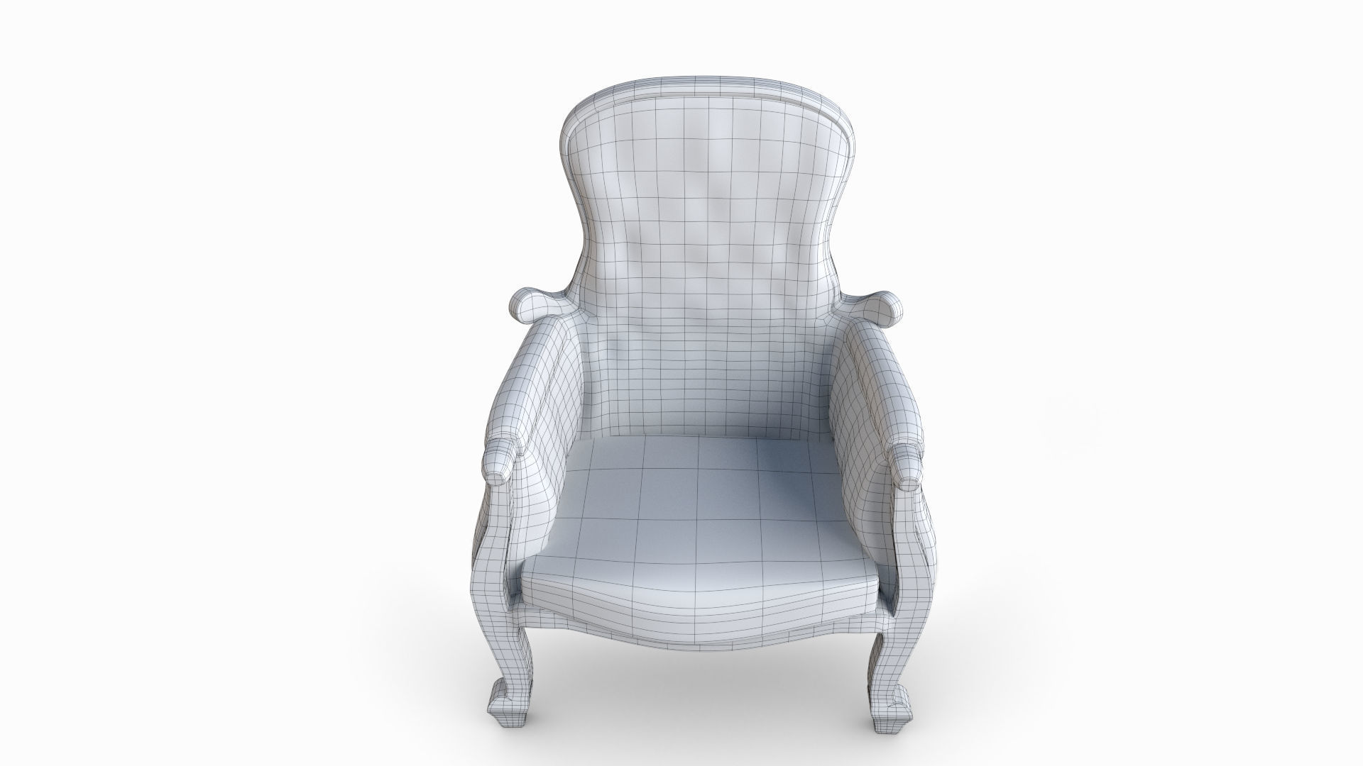 Armchair in burgundy fabric 3D model_9