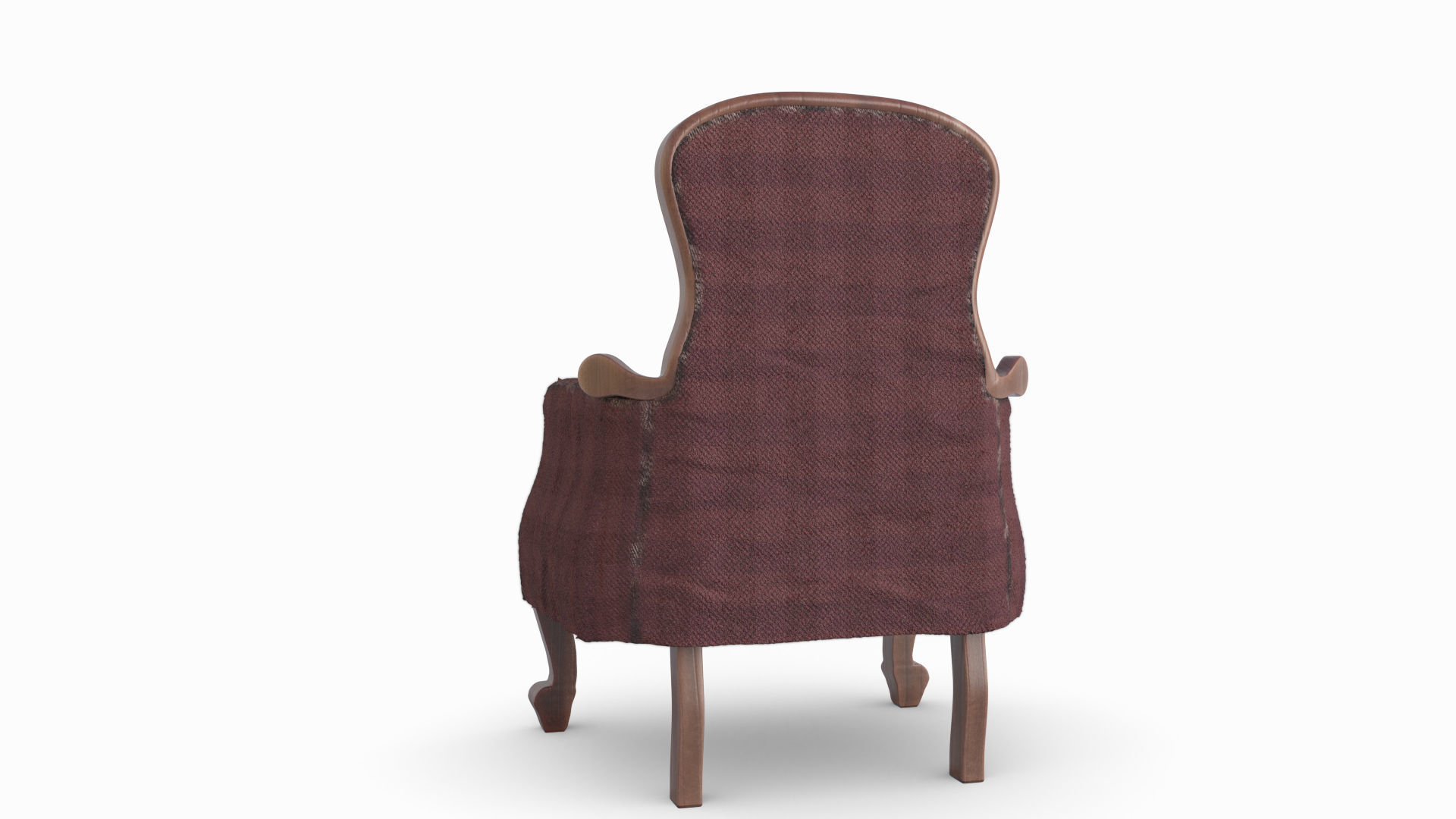 Armchair in burgundy fabric 3D model_6