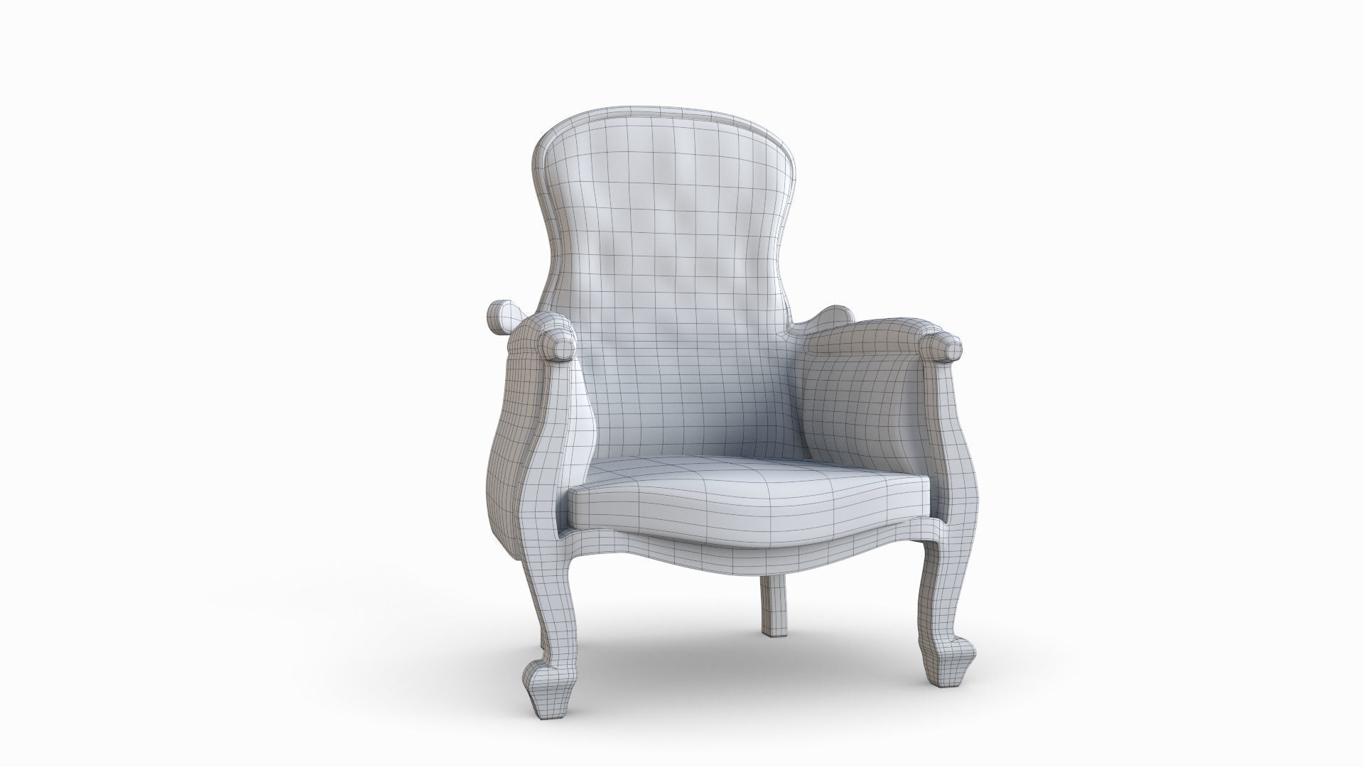 Armchair in burgundy fabric 3D model_7
