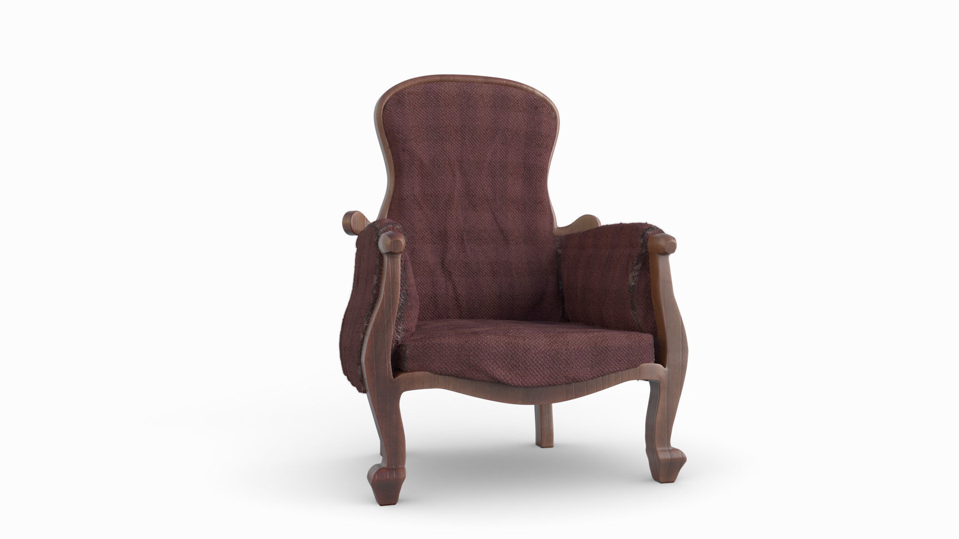 Armchair in burgundy fabric 3D model_3