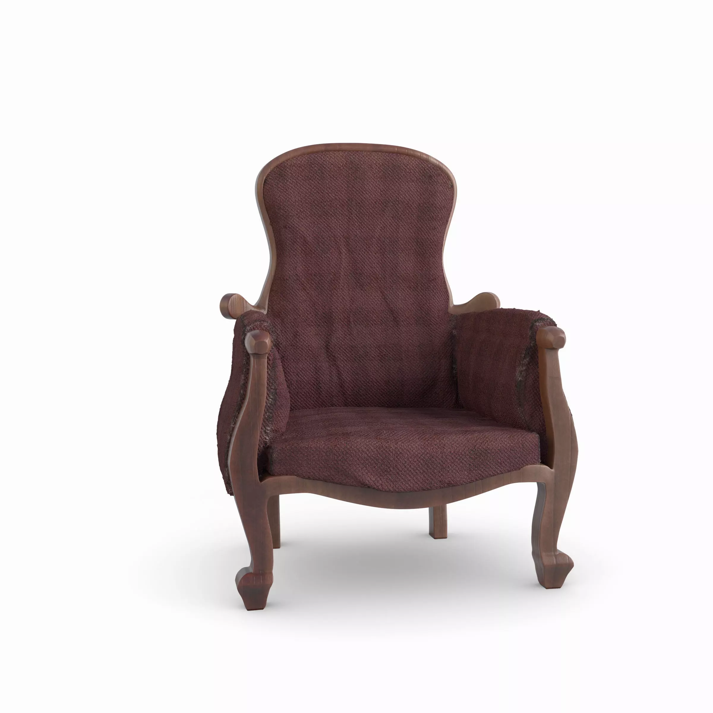 Armchair in burgundy fabric 3D model_0