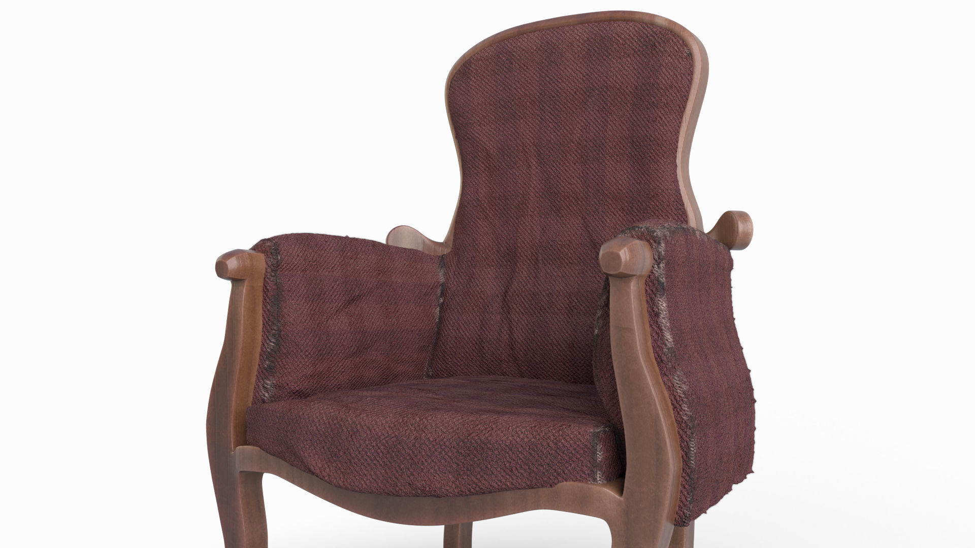 Armchair in burgundy fabric 3D model_5