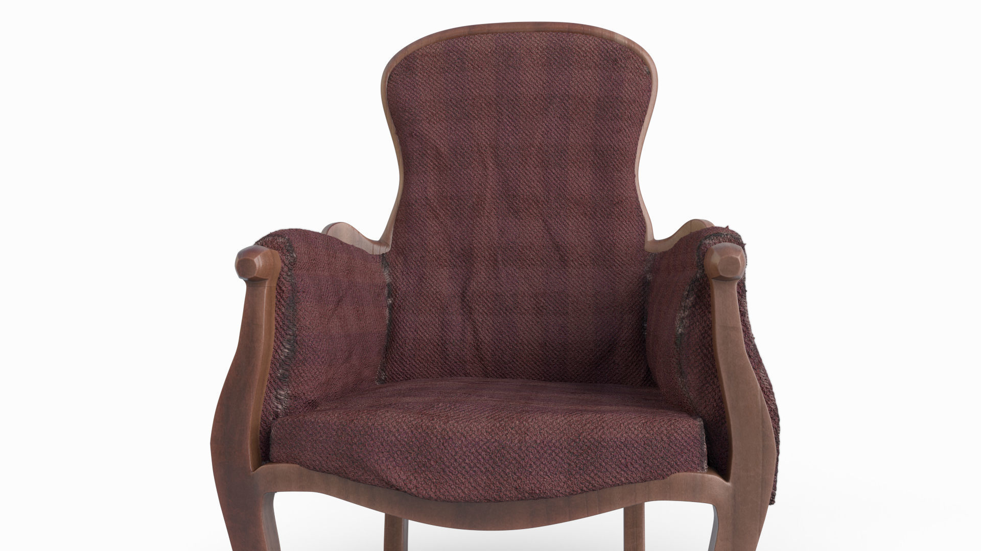 Armchair in burgundy fabric 3D model_4