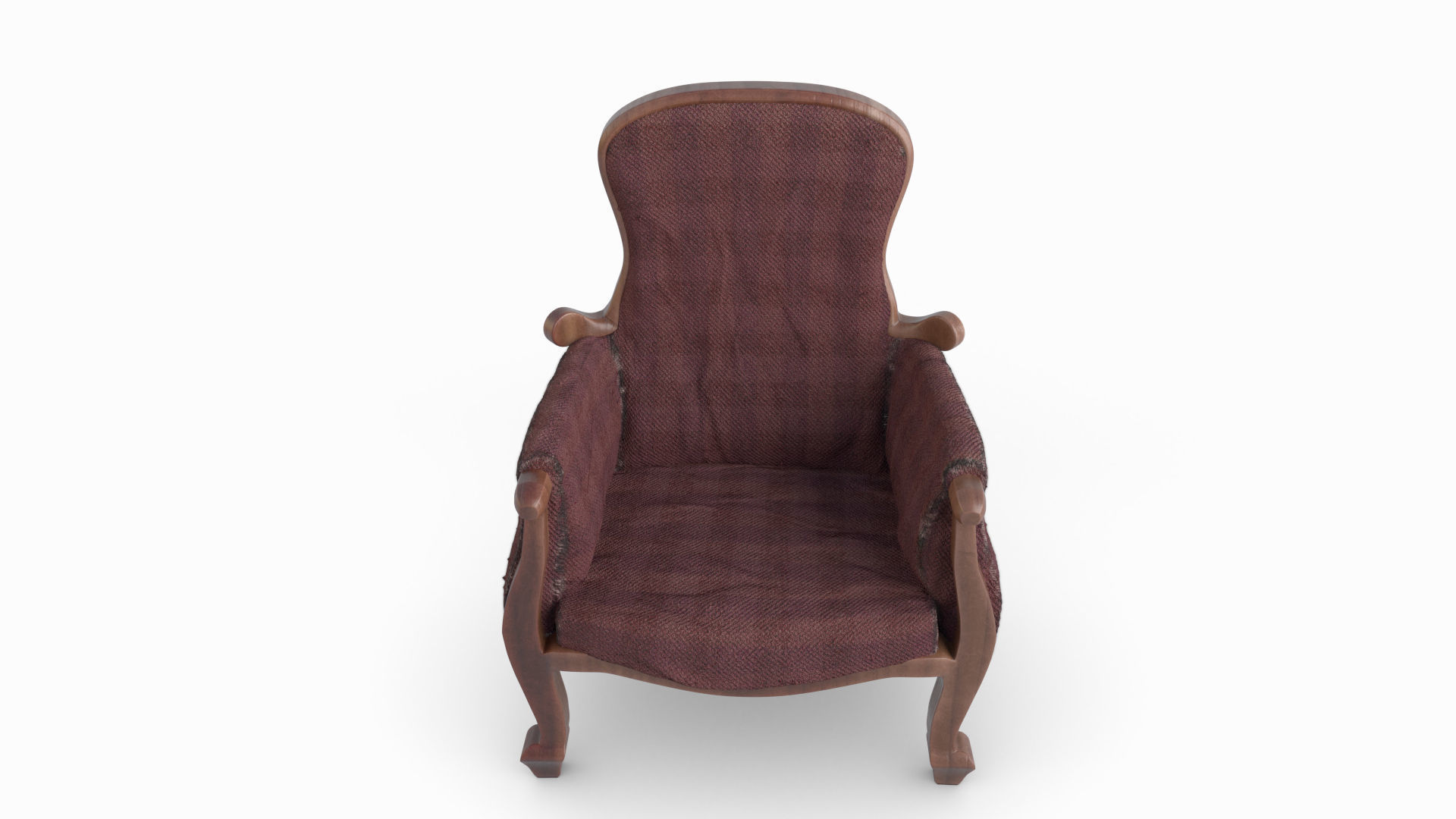 Armchair in burgundy fabric 3D model_2