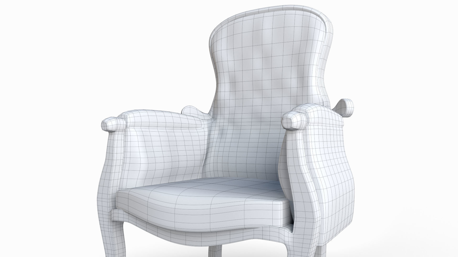 Armchair in burgundy fabric 3D model_11