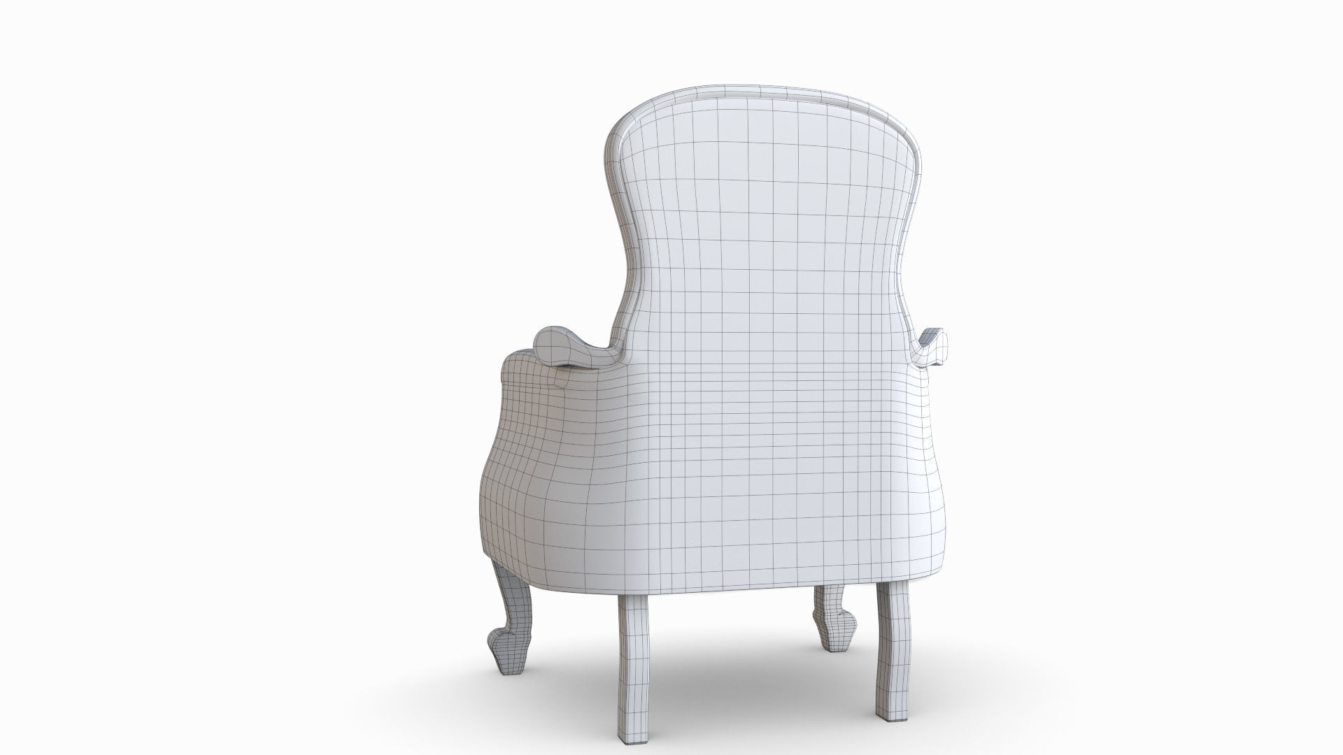 Armchair in burgundy fabric 3D model_8