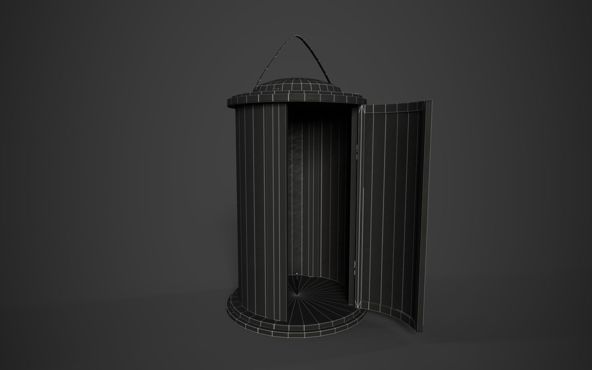 Medieval Wooden Lantern Low-poly 3D model_8