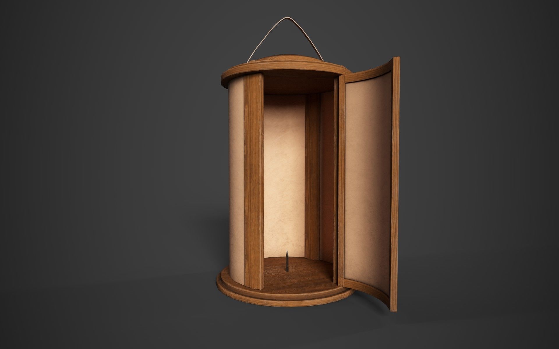Medieval Wooden Lantern Low-poly 3D model_1