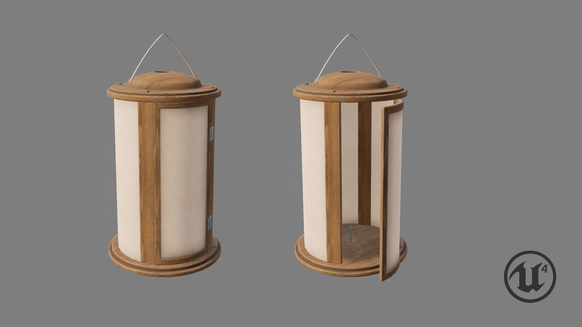 Medieval Wooden Lantern Low-poly 3D model_7