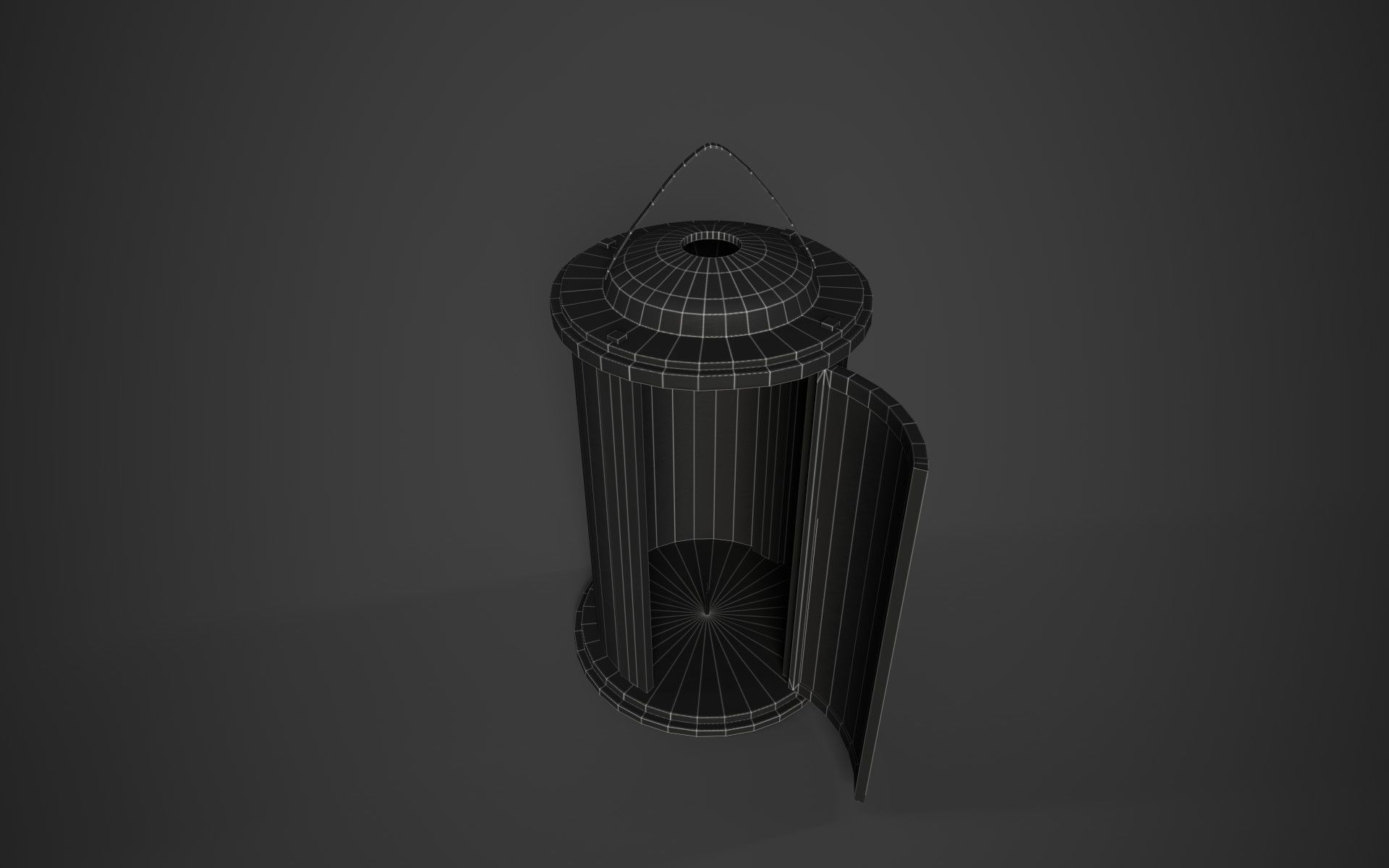 Medieval Wooden Lantern Low-poly 3D model_9