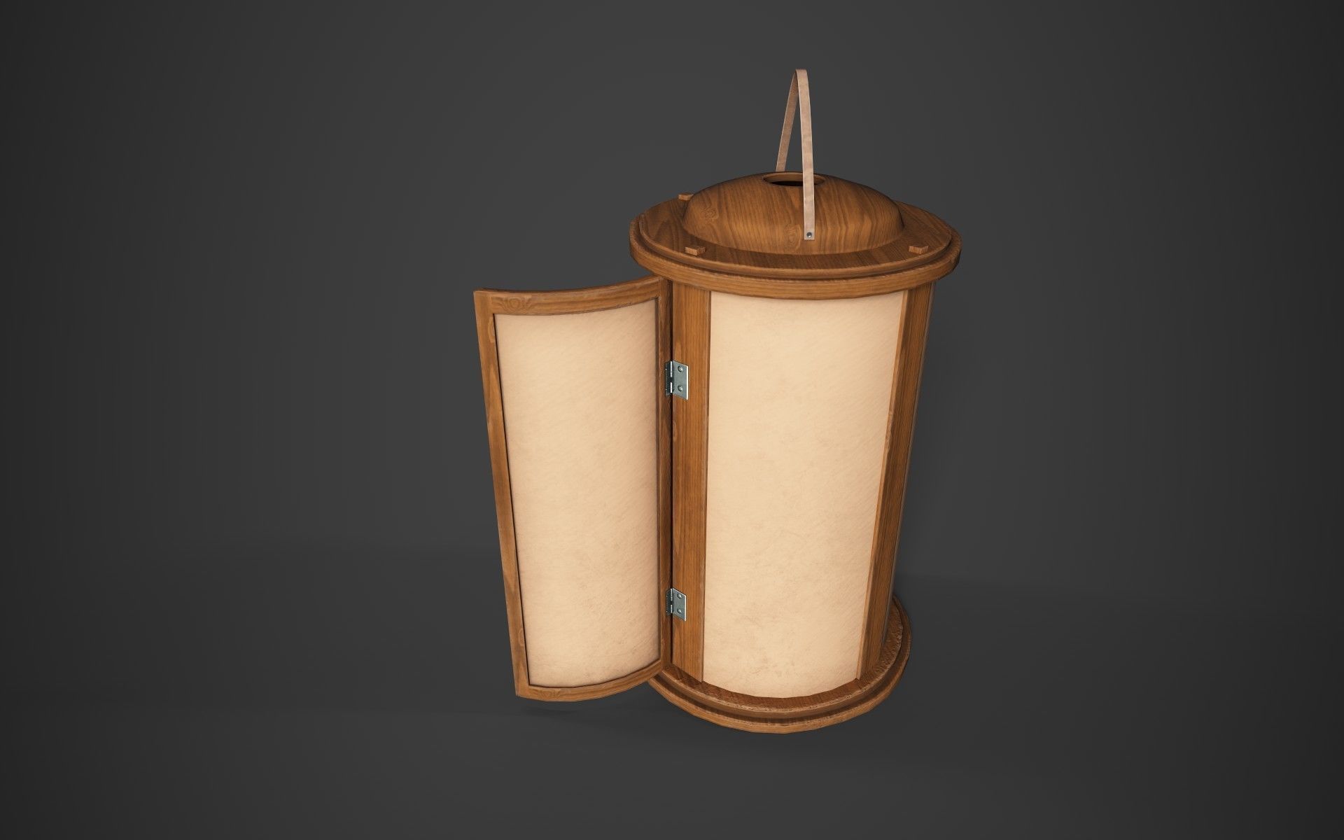Medieval Wooden Lantern Low-poly 3D model_2