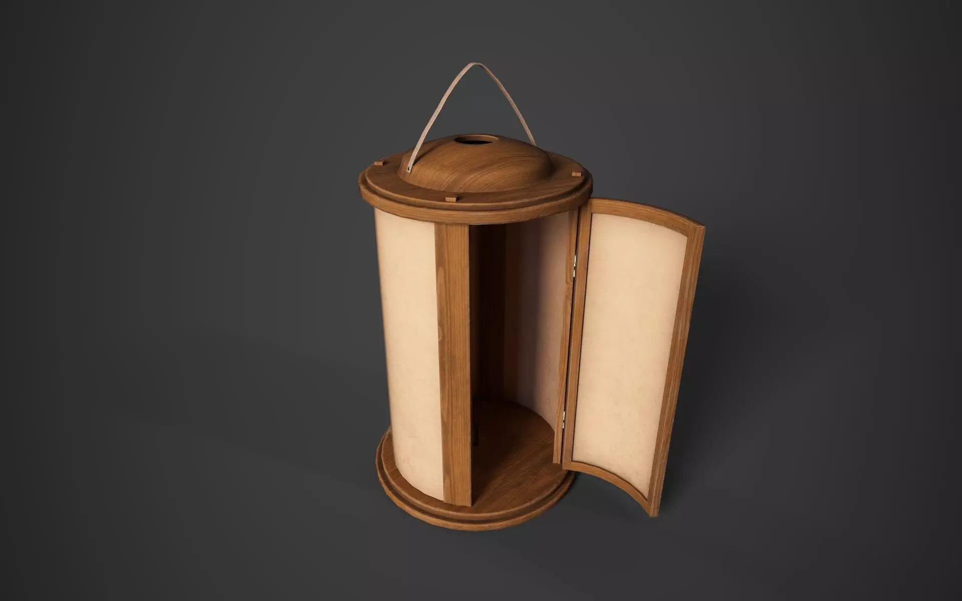Medieval Wooden Lantern Low-poly 3D model_0