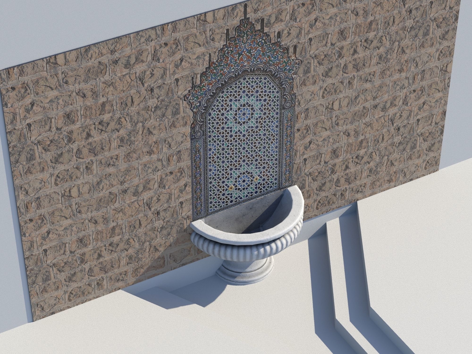Fountain 5 game-ready with shadow Low-poly 3D model_2