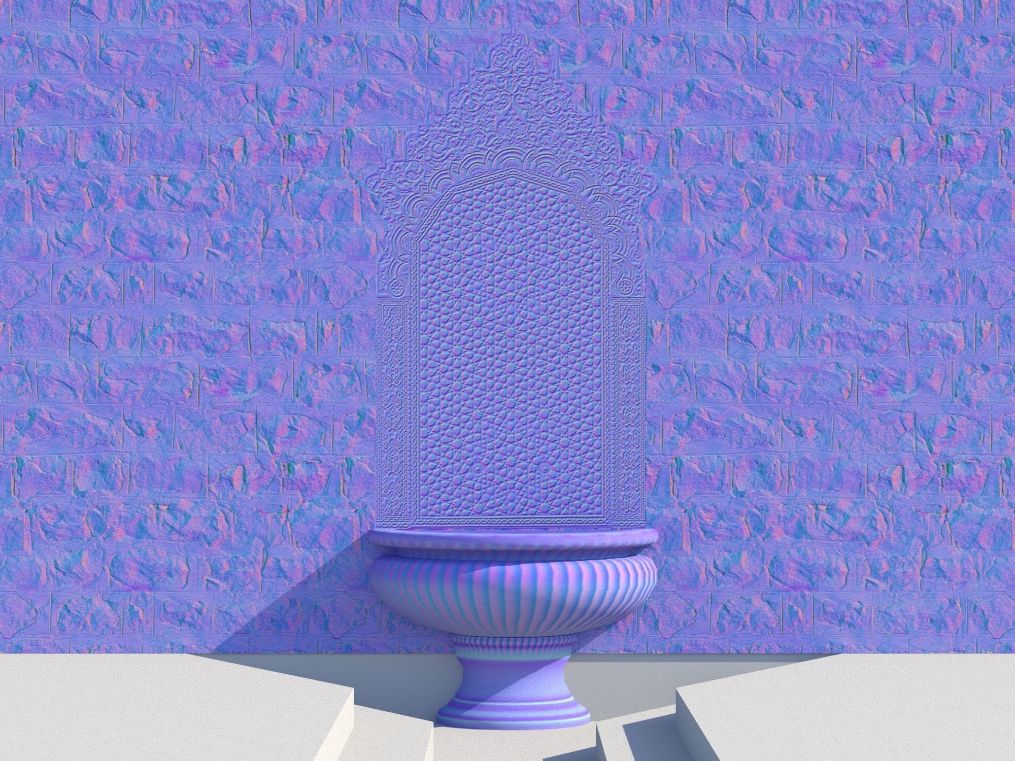 Fountain 5 game-ready with shadow Low-poly 3D model_11