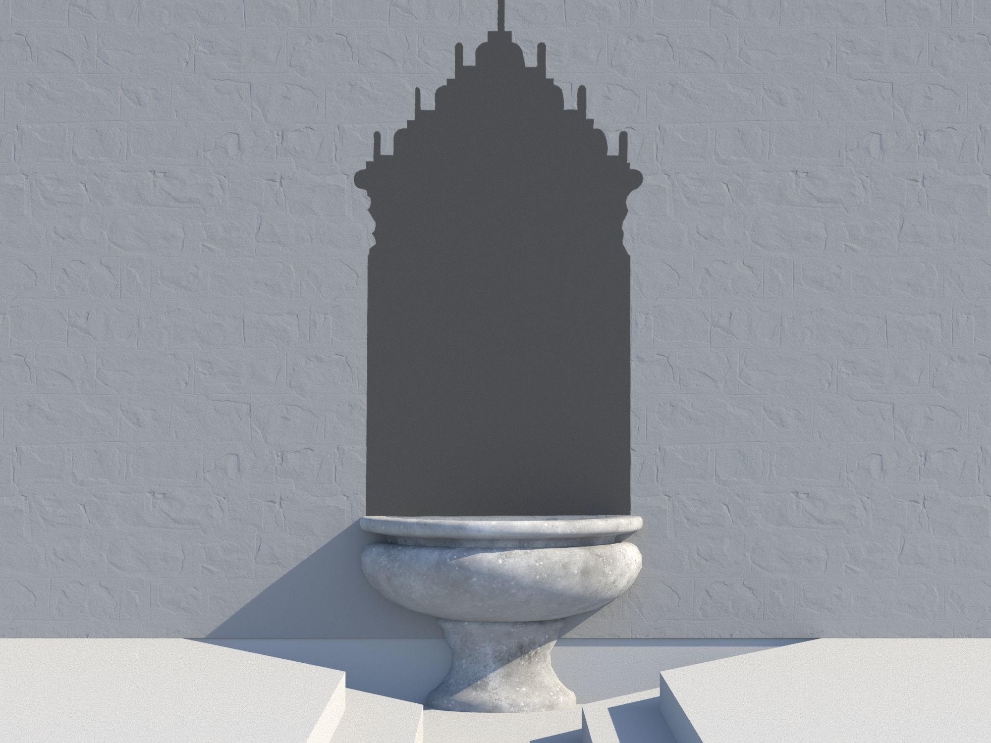 Fountain 5 game-ready with shadow Low-poly 3D model_12