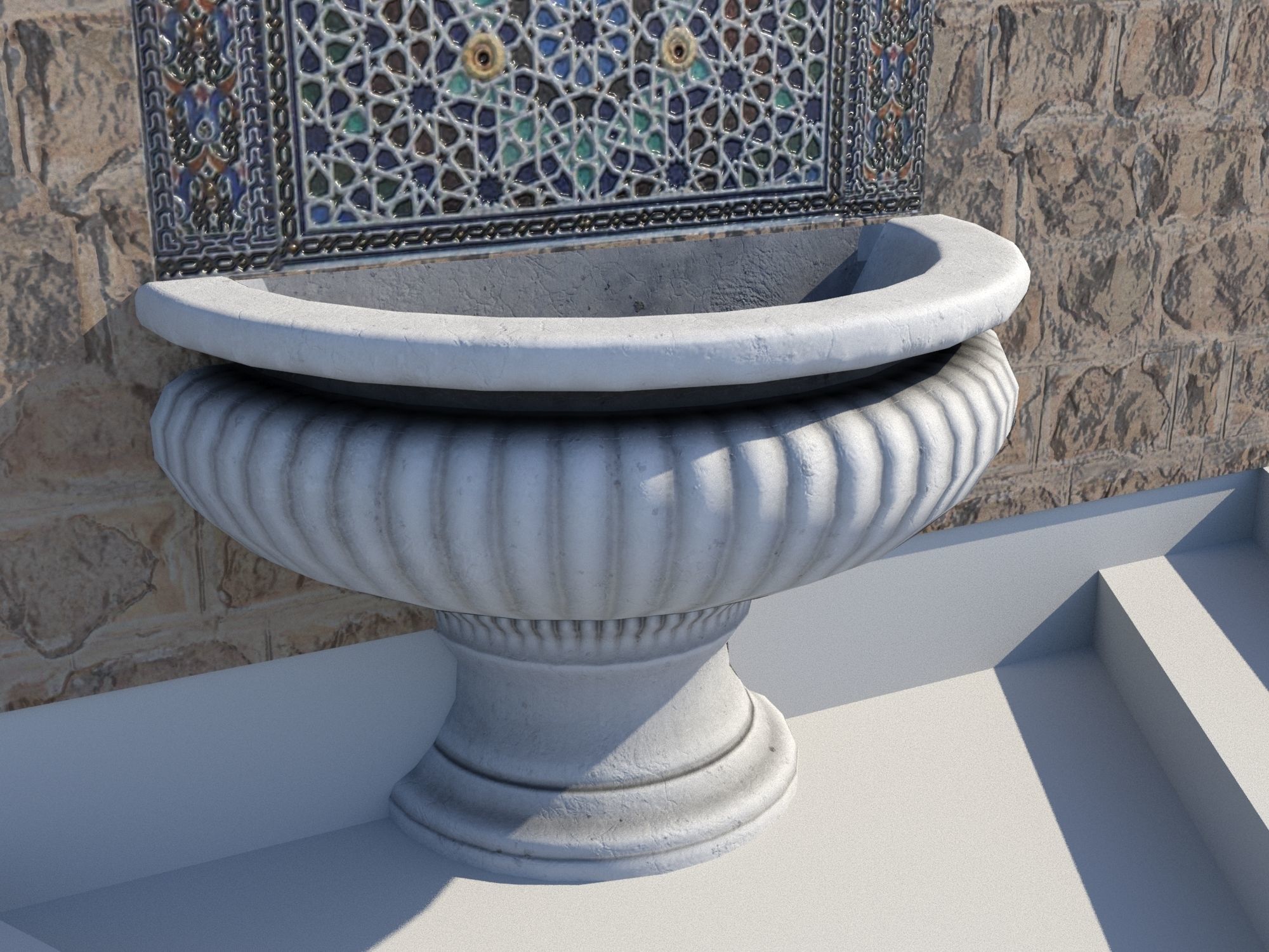 Fountain 5 game-ready with shadow Low-poly 3D model_4